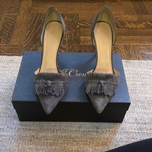 JCrew grey suede d’Orsay pumps with tassels